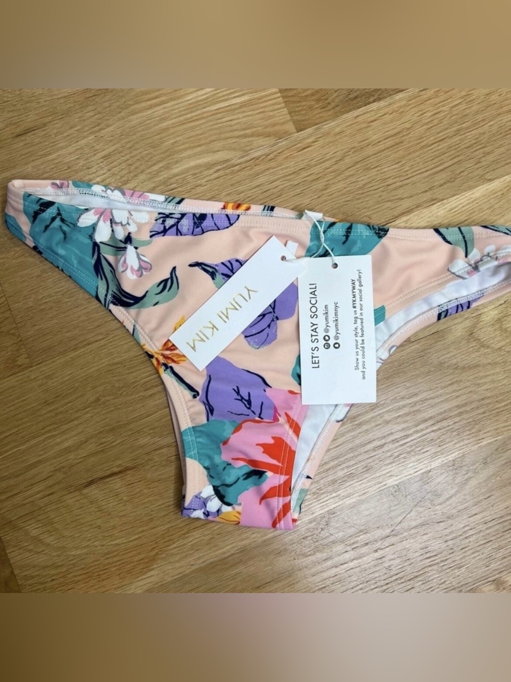 NWT Yumi Kim Size Small Pink Floral Tropical Classic Bikini Swim Bottom
